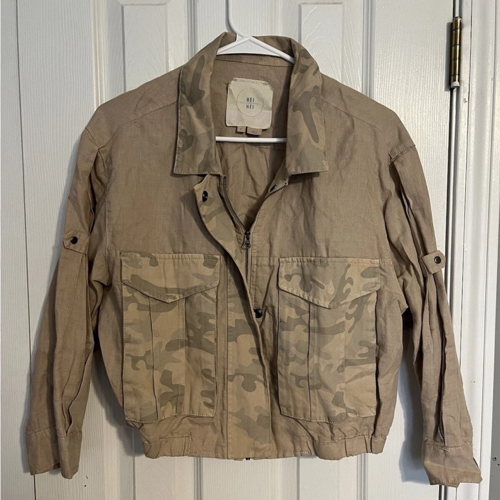 HEI HEI Khaki Camouflage Military Field Jacket